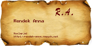 Rendek Anna névjegykártya